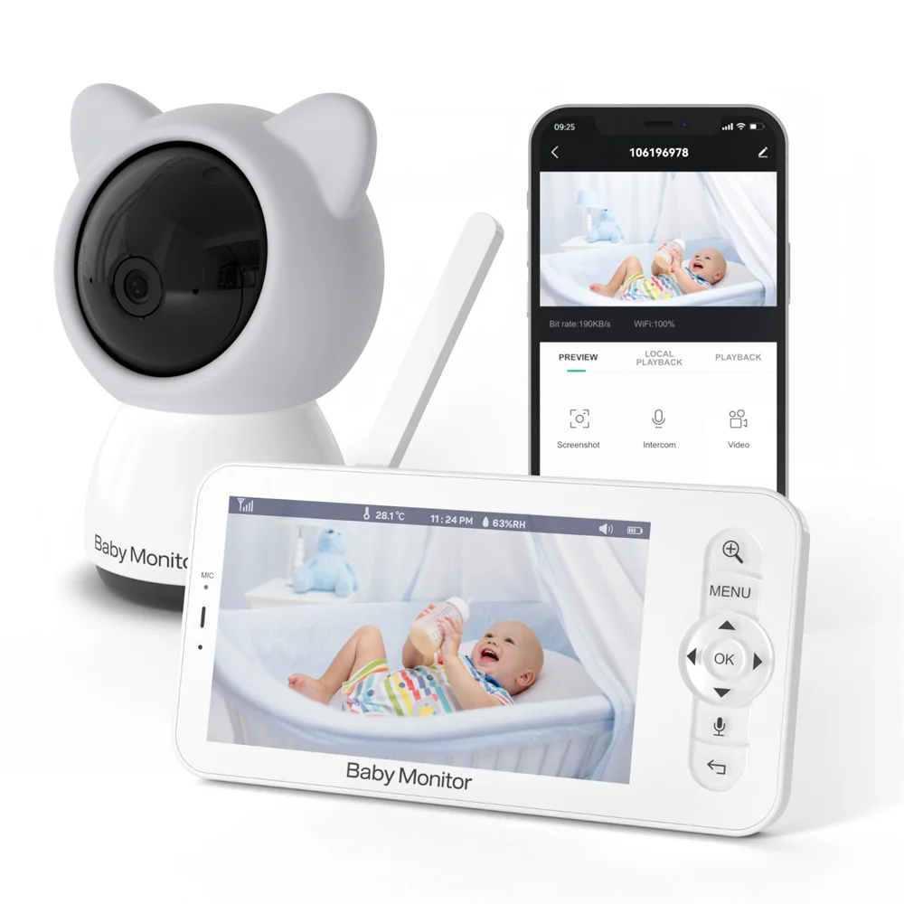 Audio Music For Video - Babystar 5-дюймовый Wi-Fi радионяня HD ЖК-дисплей