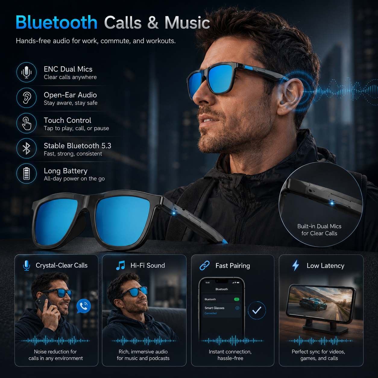Новые умные аудиоочки 2026 год – обзор и цена Audio Music Voice